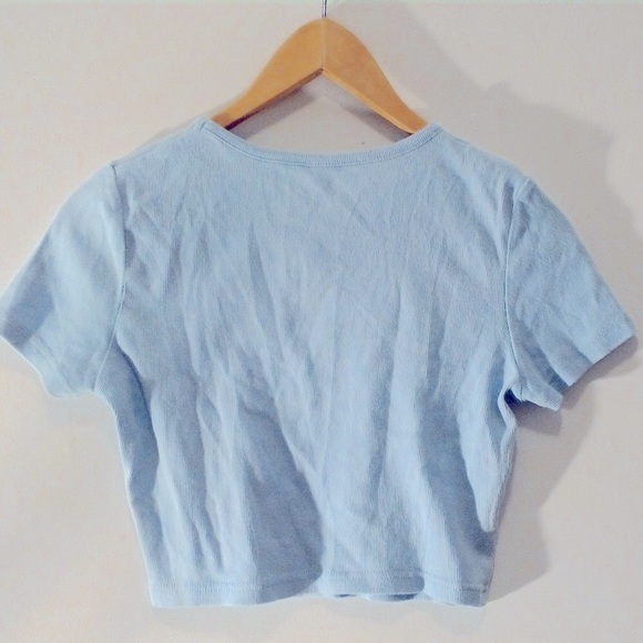 PLAYBOY Baby Blue Bunny Graphic Babydoll Crop Top T-Shirt fits XS and S - Picture 6 of 6